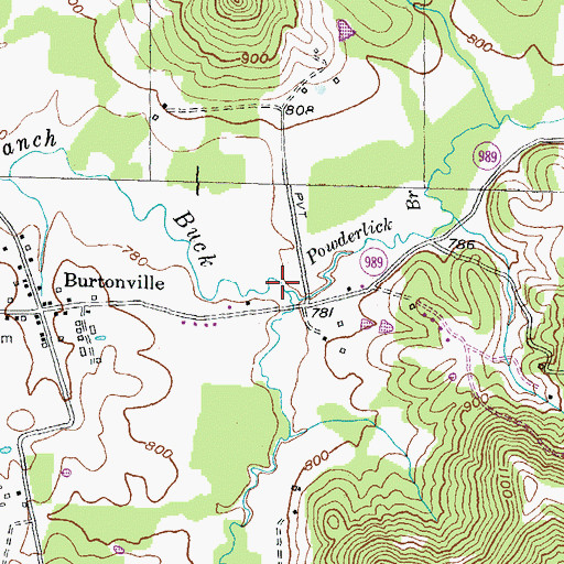 Topographic Map of Buck Lick Branch, KY