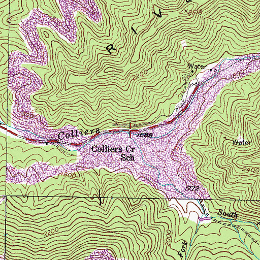 Topographic Map of South Fork Collier Creek, KY