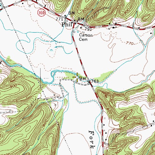 Topographic Map of Trace Fork, KY
