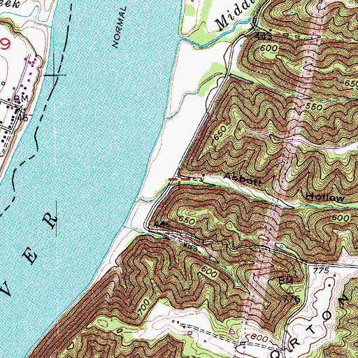Topographic Map of Abbott Hollow, KY