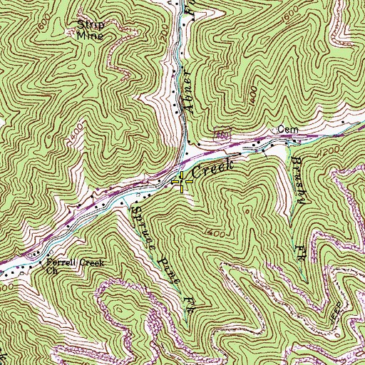 Topographic Map of Abner Fork, KY