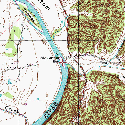 Topographic Map of Alexander Bar, KY
