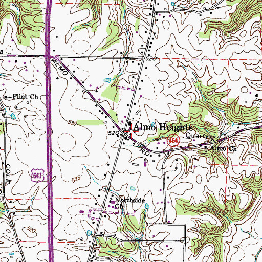 Topographic Map of Almo Heights, KY
