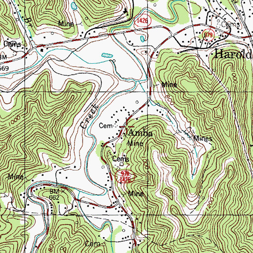 Topographic Map of Amba, KY