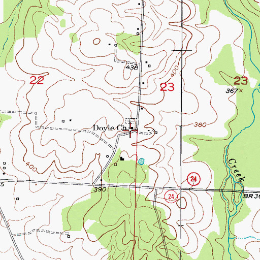 Topographic Map of Doyle Church, AR