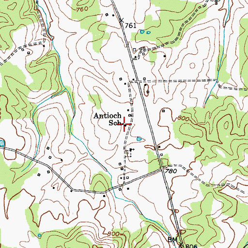 Topographic Map of Antioch School, KY