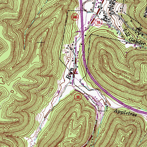 Topographic Map of Appletree Branch, KY