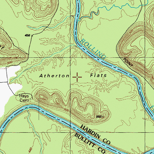 Topographic Map of Atherton Flats, KY