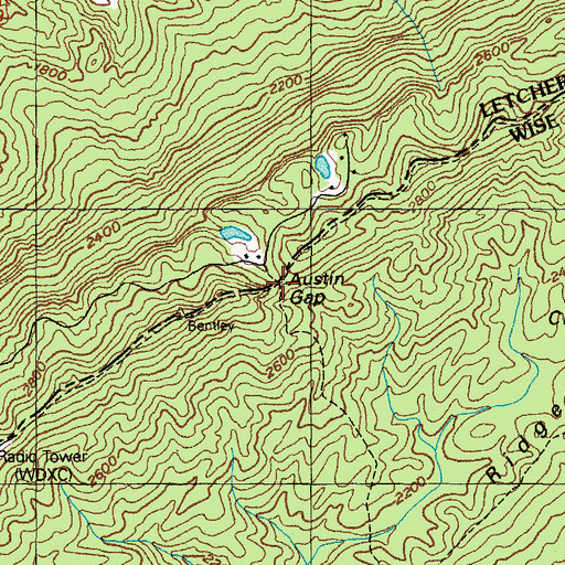 Topographic Map of Austin Gap, KY