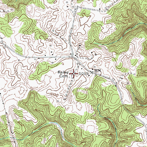 Topographic Map of Bailey Cemetery, KY
