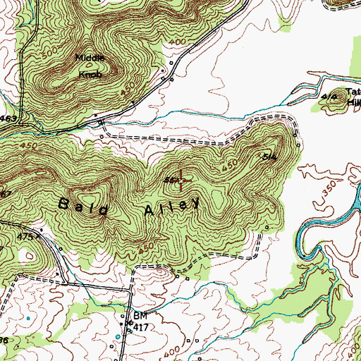 Topographic Map of Bald Alley, KY