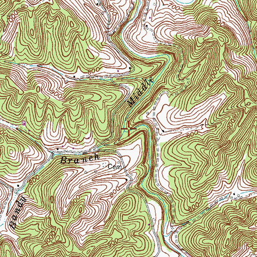 Topographic Map of Bandy Branch, KY