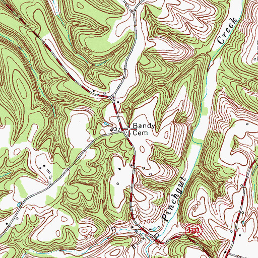 Topographic Map of Bandy Cemetery, KY