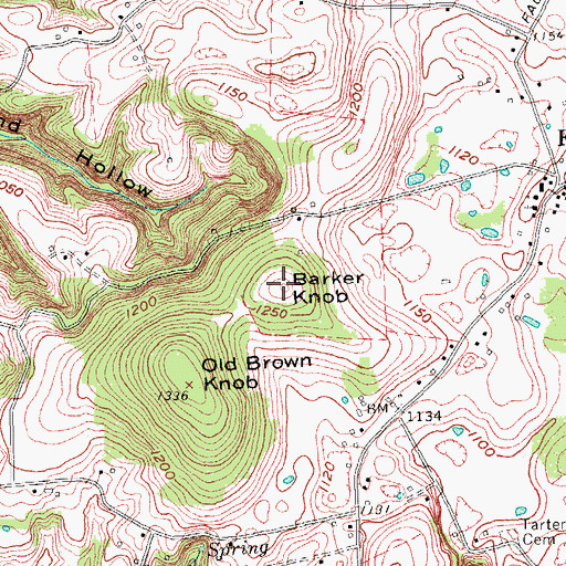 Topographic Map of Barker Knob, KY