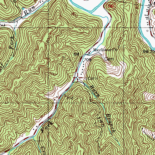 Topographic Map of Barn Branch, KY
