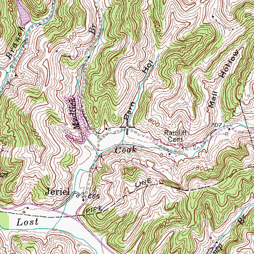 Topographic Map of Barn Hollow, KY