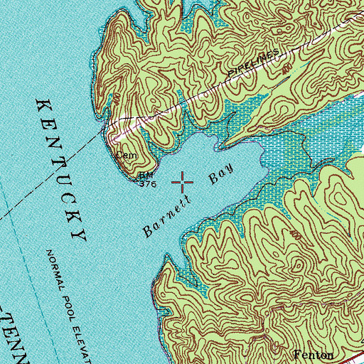 Topographic Map of Barnett Bay, KY