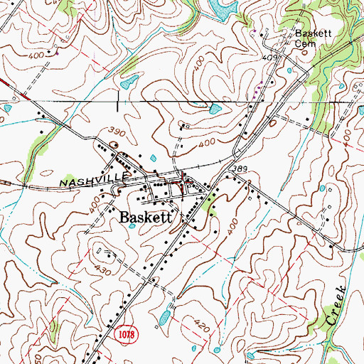 Topographic Map of Baskett, KY