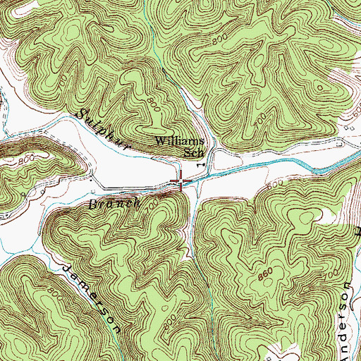 Topographic Map of Baxter Branch, KY