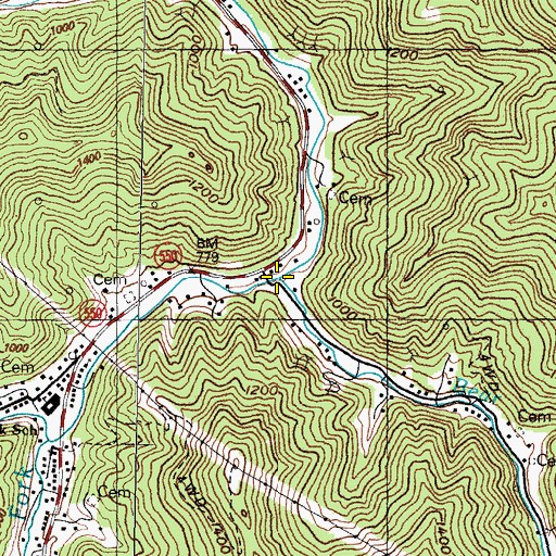 Topographic Map of Bear Branch, KY