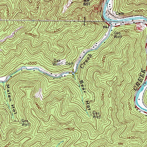 Topographic Map of Bear Hollow, KY