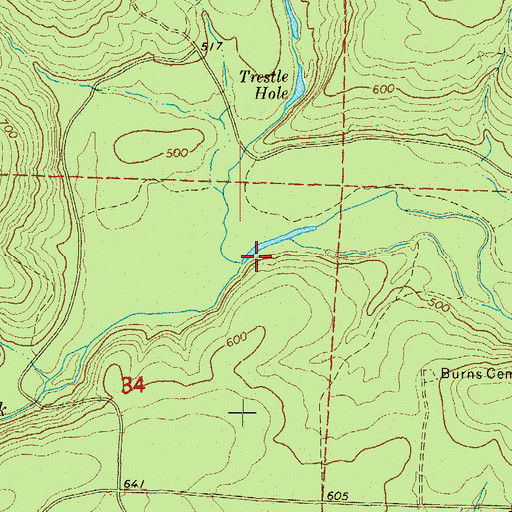 Topographic Map of Dry Fork, AR