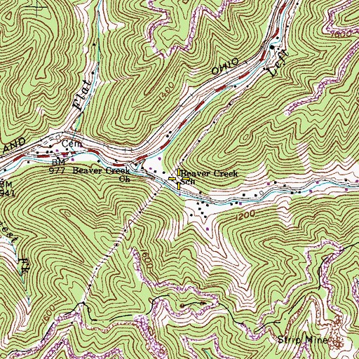 Topographic Map of Beaver Creek School, KY
