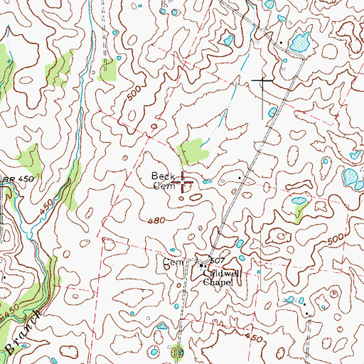 Topographic Map of Beck Cemetery, KY