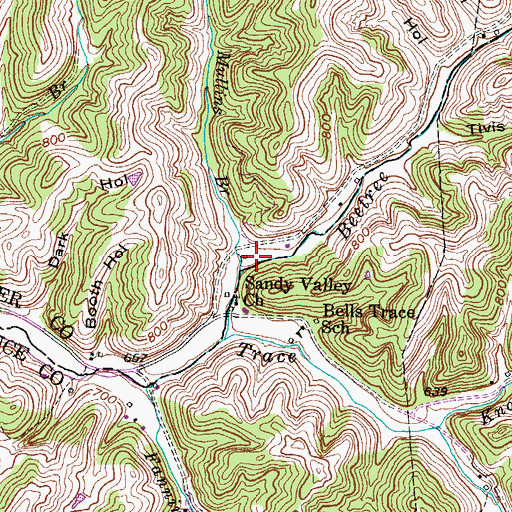 Topographic Map of Beetree Fork, KY