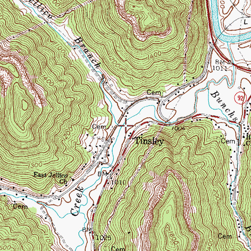 Topographic Map of Bell Jellico Branch, KY