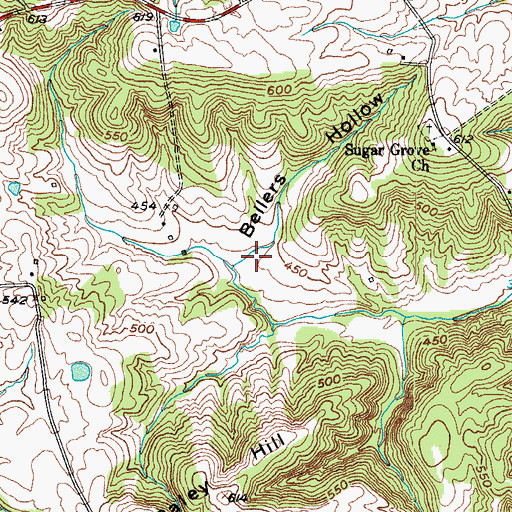 Topographic Map of Bellers Hollow, KY