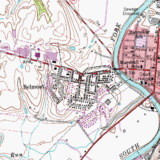 Topographic Map of Belmont, KY