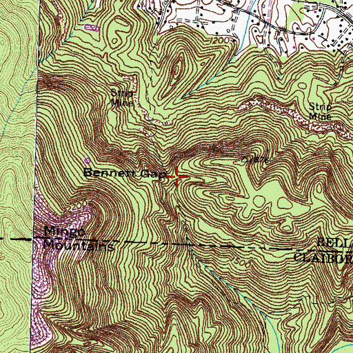 Topographic Map of Bennett Gap, KY