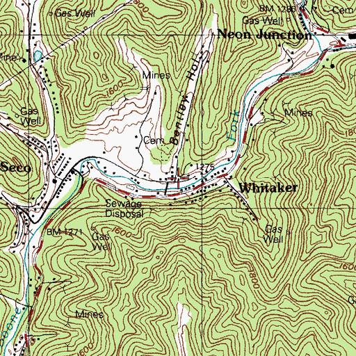Topographic Map of Bentley Hollow, KY