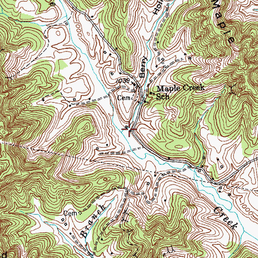 Topographic Map of Berry Hollow, KY