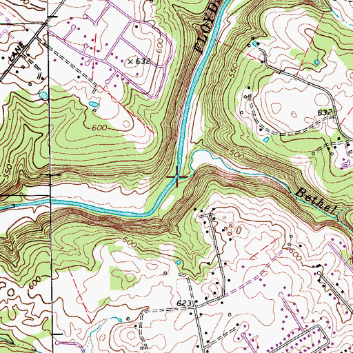 Topographic Map of Bethel Branch, KY