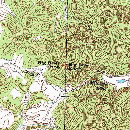 Topographic Map of Big Brier Knob, KY