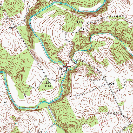 Topographic Map of Big Clifty Creek, KY