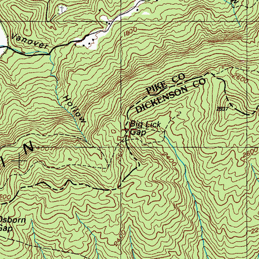 Topographic Map of Big Lick Gap, VA