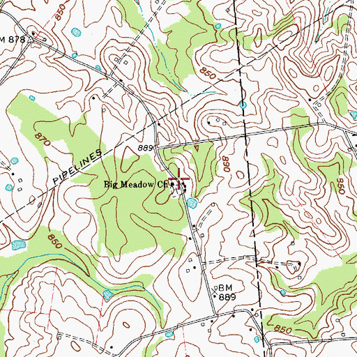 Topographic Map of Big Meadow Church, KY