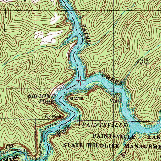 Topographic Map of Big Mine Fork, KY