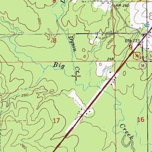 Topographic Map of Dyson Creek, AR