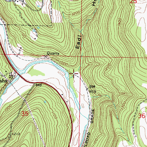 Topographic Map of Eadl Hollow, AR