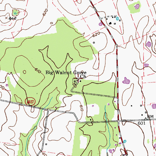 Topographic Map of Big Walnut Grove Church, KY