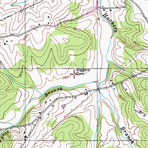 Topographic Map of Biggers Cemetery, KY