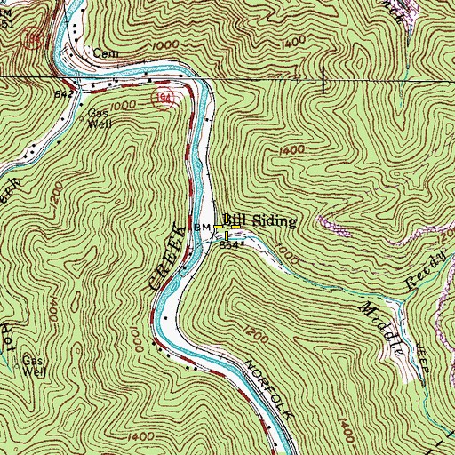 Topographic Map of Bill Siding, KY