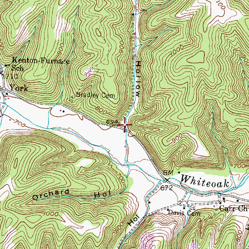 Topographic Map of Birch Hollow, KY