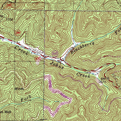 Topographic Map of Blackberry Fork, KY