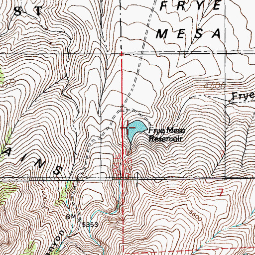 Topographic Map of Frye Mesa Reservoir, AZ