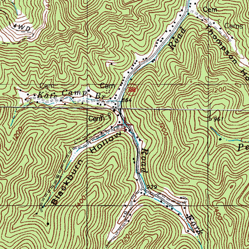 Topographic Map of Blackburn Hollow, KY